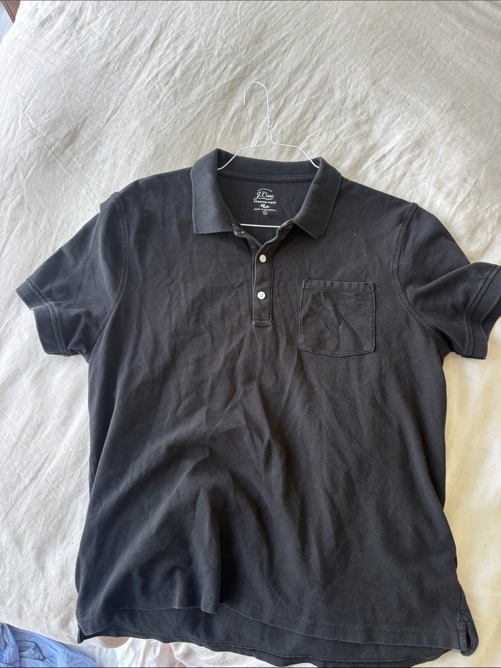 J. Crew Black Men's Polo with Chest Pocket